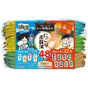 <p>いい湯旅立ち にごり炭酸湯</p><p>アソート さわやか日和 ４８錠入</p><p>【企画品】</p>
