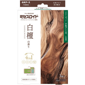 <p>ミセスロイド</p><p>クローゼット・洋服ダンス用</p><p>３個入 １年防虫</p><p>白檀の香り</p>