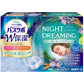 <p>HERSバスラボ　W保湿</p><p>NIGHT DREAMING</p><p>ゆったりアロマ １２錠入</P>