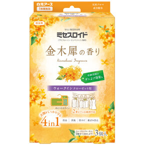 <p>ミセスロイド</p><p>ウォークインクローゼット用</p><p>３個入 １年防虫</p><p>金木犀の香り</p>